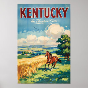 Affiche Illustration de voyage de chevaux du Kentucky Art
