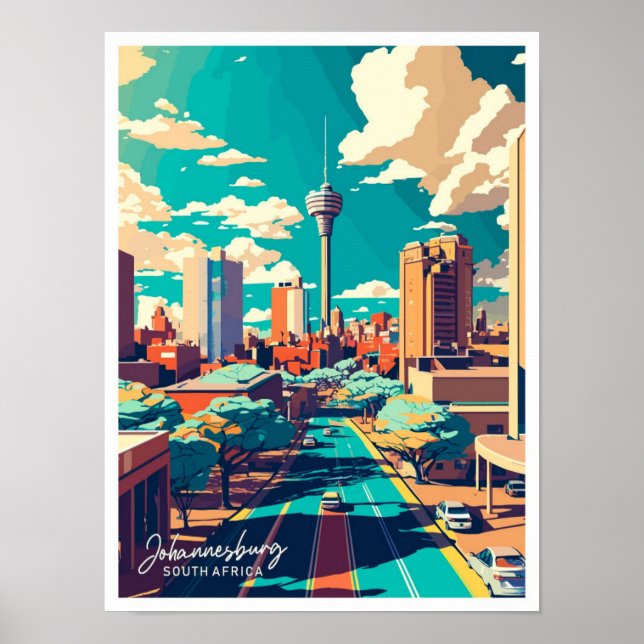 Affiche Illustration de voyage de Johannesburg Afrique du  (Devant)