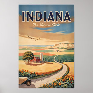 Affiche Illustration de voyage de la campagne de l'Indiana