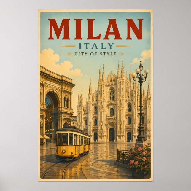 Affiche Illustration de voyage de la cathédrale de Milan I (Devant)