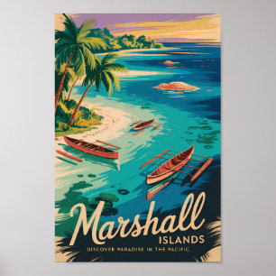 Affiche Illustration de voyage de la côte des îles Marshal