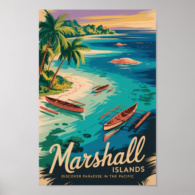 Affiche Illustration de voyage de la côte des îles Marshal (Devant)