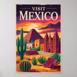 Affiche Illustration de voyage de la culture mexicaine vin
