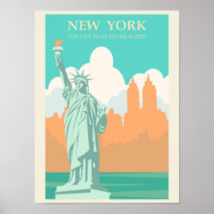 Affiche Illustration de voyage de la dame de la liberté de