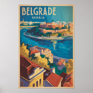 Affiche Illustration de voyage de la rivière de Belgrade S