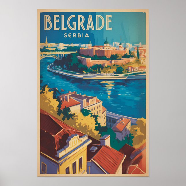 Affiche Illustration de voyage de la rivière de Belgrade S (Devant)