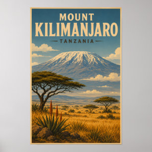 Affiche Illustration de voyage de l'art du Mont Kilimandja