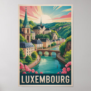 Affiche Illustration de voyage de paysage luxembourgeois A