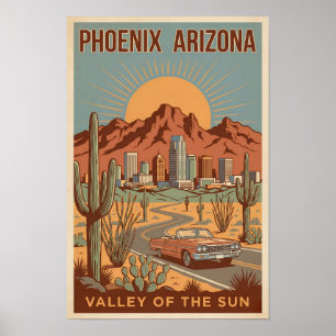 Affiche Illustration de voyage de Phoenix Arizona Soleil A