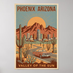Affiche Illustration de voyage de Phoenix Arizona Soleil A