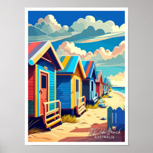 Affiche Illustration de voyage de St Kilda Beach Australie