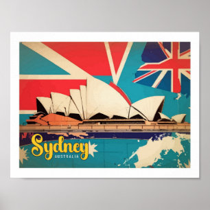 Affiche Illustration de voyage de Sydney Australia Pop Art