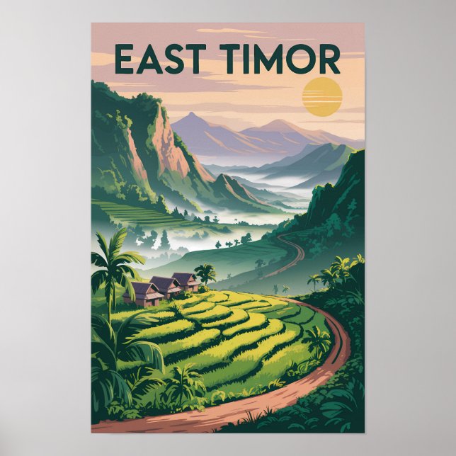 Affiche Illustration de voyage des champs du Timor orienta (Devant)