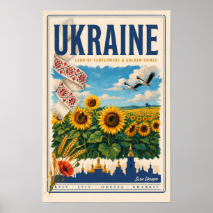 Affiche Illustration de voyage du dôme doré du tournesol d