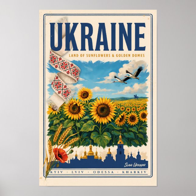 Affiche Illustration de voyage du dôme doré du tournesol d (Devant)