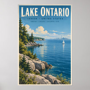 Affiche Illustration de voyage du lac Ontario Art vintage