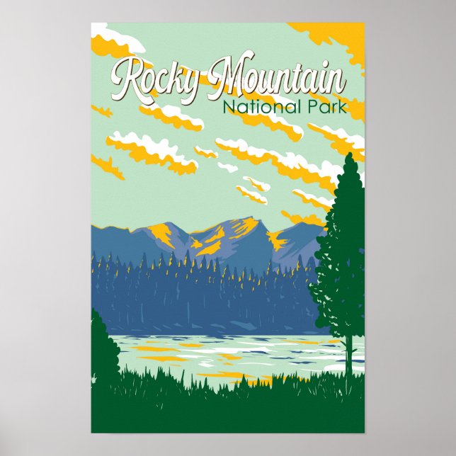 Affiche Illustration de voyage du parc national de Rocky M (Devant)