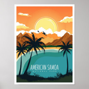 Affiche Illustration de voyage du parc national des Samoa 