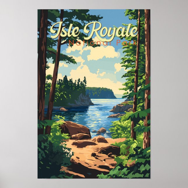 Affiche Illustration de voyage du parc national d'Isle Roy (Devant)