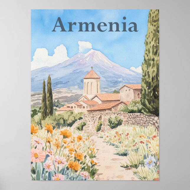 Affiche Illustration de voyage en aquarelle arménienne (Devant)