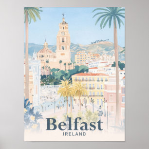 Affiche Illustration de voyage en aquarelle Belfast Irland