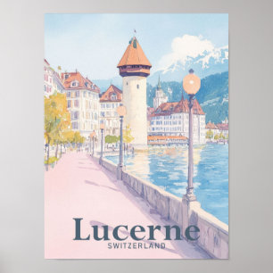 Affiche Illustration de voyage en aquarelle Lucerne Suisse