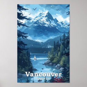 Affiche Illustration de voyage en art Vintage de Vancouver