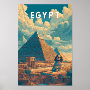 Affiche Illustration de voyage en Égypte Art vintage