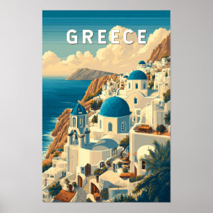 Affiche Illustration de voyage en Grèce Art vintage