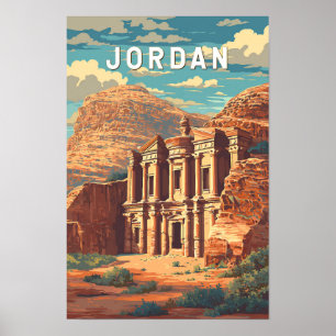 Affiche Illustration de voyage en Jordanie Art vintage
