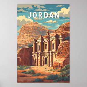 Affiche Illustration de voyage en Jordanie Art vintage