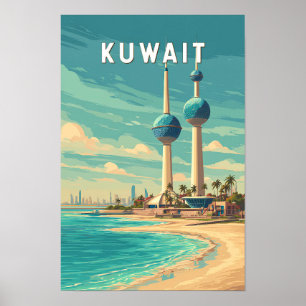 Affiche Illustration de voyage Koweït vintage