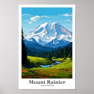 Affiche Illustration de voyage Mount Rainier Washington