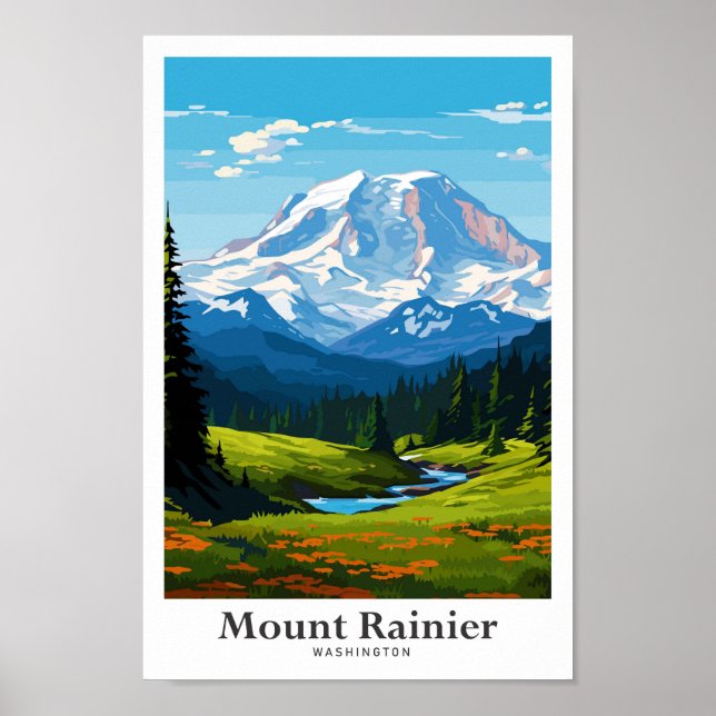 Affiche Illustration de voyage Mount Rainier Washington (Devant)
