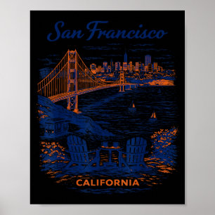 Affiche Illustration de voyage panoramique vintage de San