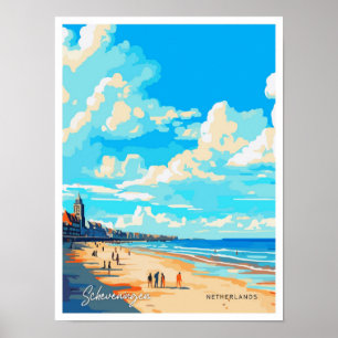 Affiche Illustration de voyage Scheveningen Pays-Bas