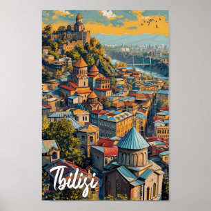 Affiche Illustration de voyage Tbilisi Georgia Vintage Art