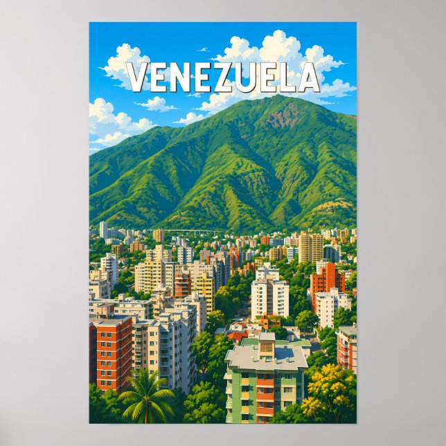 Affiche Illustration de voyage Vénézuela Art Vintage (Devant)