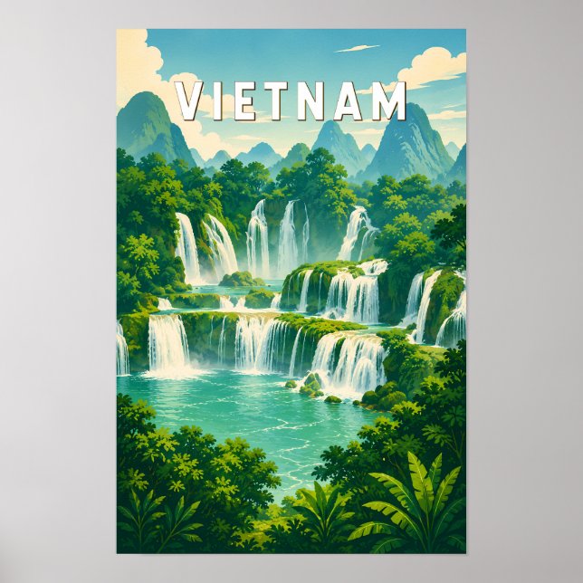 Affiche Illustration de voyage Vietnam Art vintage (Devant)