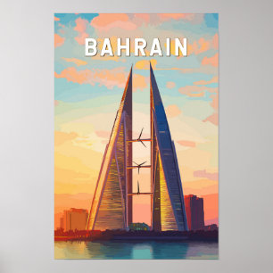 Affiche Illustration de voyage vintage à Bahreïn