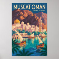 Illustration de voyage vintage à Mascate Oman