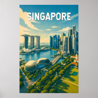 Illustration de voyage vintage à Singapour