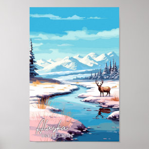 Affiche Illustration de voyage vintage Alaska United State