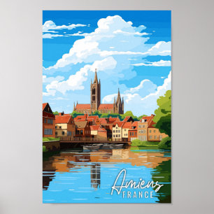Affiche Illustration de voyage vintage Amiens France