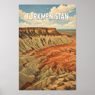 Affiche Illustration de voyage vintage au Turkménistan