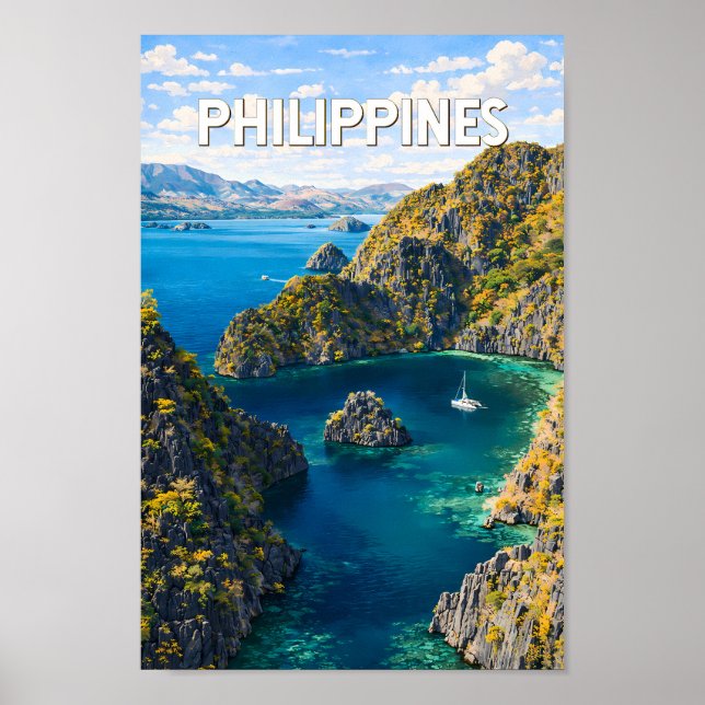 Affiche Illustration de voyage vintage aux Philippines (Devant)