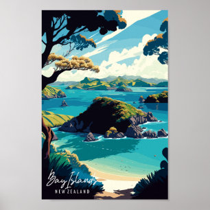 Affiche Illustration de voyage vintage Bay Islands