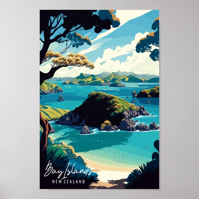 Affiche Illustration de voyage vintage Bay Islands (Devant)