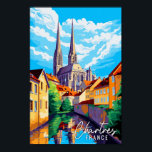 Affiche Illustration de voyage vintage Chartres France<br><div class="desc">Illustration du lieu de voyage vintage de Chartres France</div>