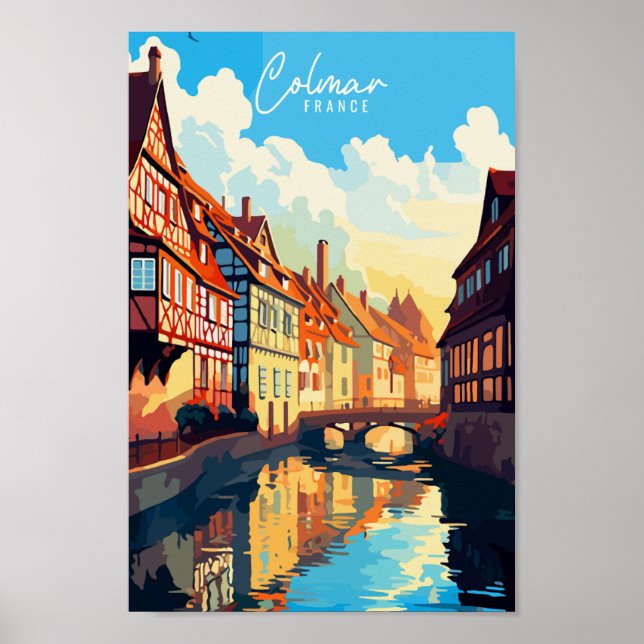 Affiche Illustration de voyage vintage Colmar France (Devant)